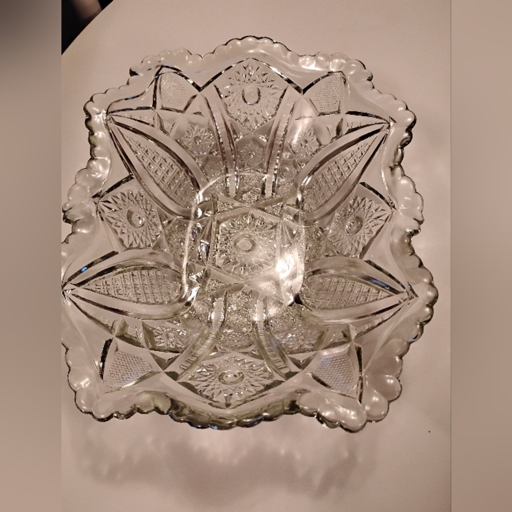 Eapg Indiana Glass 123 Fruit Serving Bowl Vintage Clear